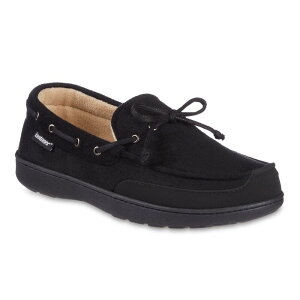 AC\gi[ Y V[Y T_ XG[h isotoner Carter Boater Men's Waterepellent Microsuede Memory Foamoccasin Slippers Black ubN