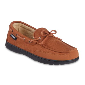 AC\gi[ Y V[Y T_ XG[h isotoner Carter Boater Men's Waterepellent Microsuede Memory Foamoccasin Slippers Cognac