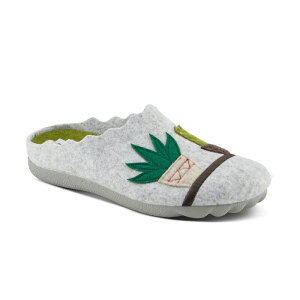 yz tNTX fB[X T_ V[Y Flexus by Spring Step Women's Happycactus Wool Slippers Light Gray