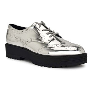 yz iCEFXg fB[X Xb|E[t@[ V[Y Nine West Resttin Women's Platform Oxfords Silver Mirror Metallic