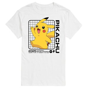 �A�j���L�����N�^�[ �����Y �g�b�v�X T�V���c �O���t�B�b�N Licensed Character Men's Pokemon Pikachu Stats Graphic Tee White �z���C�g