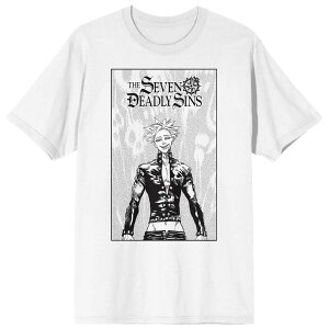 �A�j���L�����N�^�[ �����Y �g�b�v�X T�V���c �O���t�B�b�N Licensed Character Men'seven Deadly Sins Ban Short Sleeve Graphic Tee White �z���C�g
