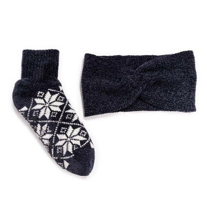 yz NNX fB[X T_ V[Y Women's MUK LUKS Chenille Headband and Moisturizing Socks Set Navy