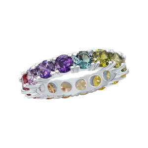 yz Aufbh fB[X O ANZT[ Sterling Silver Colorful Cubic Zirconia Eternity Ring Sterling Silver