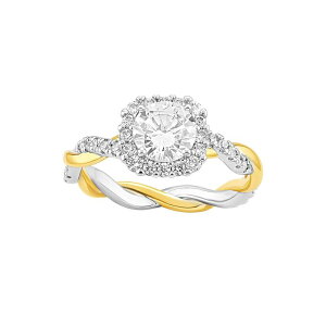 �v�������[�Y ���f�B�[�X �A�N�Z�T���[ �����O PRIMROSE Fine Silver Plated Round Cubic Zirconia Twisted Band Ring Two Tone White �z���C�g