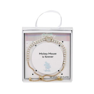 fBYj[ fB[X ANZT[ uXbgEoOEANbg Disney's Mickey Mouse 14k Gold Flash Plated Cubic Zirconia Tennis Bolo Bracelet Silver Vo[