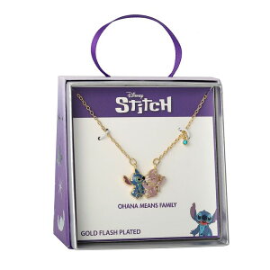 fBYj[ fB[X ANZT[ lbNXE`[J[Ey_ggbv [X Disney's Lilo & Stitch Angel 18k Gold Flash Plated Enamel Necklace Gold Tone S[h