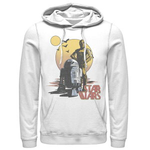 【送料無料】 ライセンス キャラクター メンズ Tシャツ トップス Men's Star Wars C-3PO And R2-D2 On Tatooine Retro Portrait Hoodie White