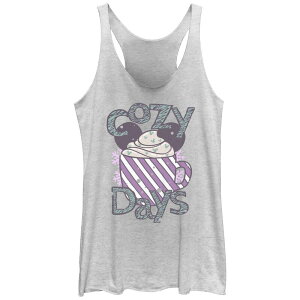 yz fBYj[ fB[X TVc gbvX Disney's Mickey Mouse Cozy Days Hot Cocoa Tri-Blend Juniors' Graphic Racerback Tank White Heather