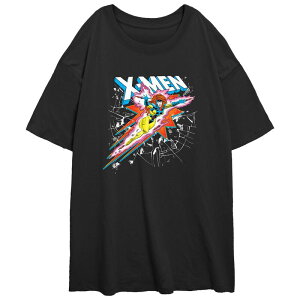 yz }[x fB[X TVc gbvX Juniors' X-Men Jean Grey Flying Powers Oversized Graphic Tee Black