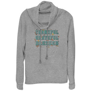 �A���u�����f�b�h ���f�B�[�X �g�b�v�X T�V���c �O���t�B�b�N Unbranded Women's Thankful Grateful Blessed Cowlneck Graphic Lightweight Long Sleeve Gray Heather �O���[