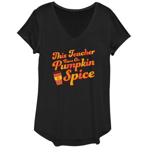 �A���u�����f�b�h ���f�B�[�X �g�b�v�X T�V���c �O���t�B�b�N Unbranded Women's This Teacheruns On Pumpkin Spice Graphic Tee Black �u���b�N