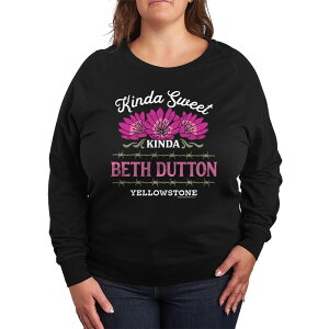 �A�j���L�����N�^�[ ���f�B�[�X �g�b�v�X T�V���c �v���X�T�C�Y �p�C�� �X�E�F�b�g Licensed Character Plusize Yellowstone Kinda Beth Dutton Lightweight French Terry Sweatshirt Black �u���b�N