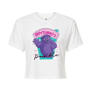 yz CZX LN^[ fB[X TVc gbvX Juniors' IF Movie Blue Anything's Possible Cropped Tee White