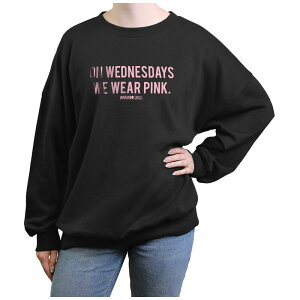 yz CZX LN^[ fB[X TVc gbvX Juniors' Mean Girls On Wednesdays We Wear Pink Graphic Fleece Black