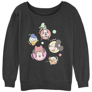 yz fBYj[ fB[X TVc gbvX Disney's Mickey Mouse And Friends Head Bubbles Juniors' Graphic Slouchy Terry Black