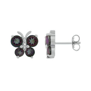 yz Aufbh fB[X sAXECO ANZT[ Sterling Silver Multicolored Quartz & White Topaz Butterfly Stud Earrings Sterling