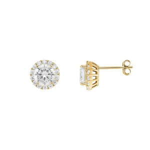 yz v[Y fB[X sAXECO ANZT[ PRIMROSE Sterling Silver Pave Cubic Zirconia Round Stud Earrings Gold Tone Clear