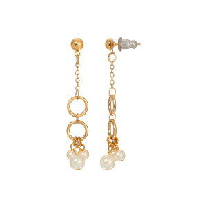 yz 1928 fB[X sAXECO ANZT[ 1928 Gold Tone Simulated Pearl Linear Drop Earrings White