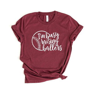 Simply Sage Market ���f�B�[�X �g�b�v�X T�V���c �O���t�B�b�N Simply Sage Market I'm Busy Raising Ballershort Sleeve Graphic Tee Maroon �}���[��
