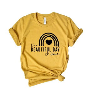 yz Simply Sage Market fB[X TVc gbvX It's A Beautiful Day To Learn Short Sleeve Graphic Tee Mustard