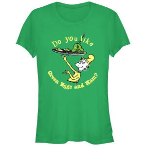 �A�j���L�����N�^�[ ���f�B�[�X �g�b�v�X T�V���c �O���t�B�b�N Licensed Character Juniors' Dr. Seuss Do You Like Green Eggs And Ham Fitted Graphic Tee Kelly �O���[��