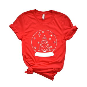 Simply Sage Market ���f�B�[�X �g�b�v�X T�V���c �O���t�B�b�N Simply Sage Market Christmasnow Globe Short Sleeve Graphic Tee Red ���b�h