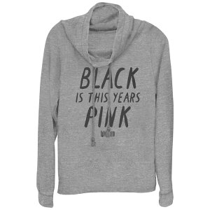 �A�j���L�����N�^�[ ���f�B�[�X �g�b�v�X T�V���c �O���t�B�b�N Licensed Character Women's Wicked Black Is This Years Pink Cowlneck Graphic Lightweight Long Sleeve Gray Heather �O���[