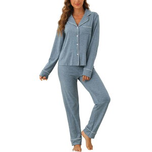 yz cheibear fB[X iCgEFA A_[EFA Womens Pajama Sets Long Sleeve Button Down Sleepwear Nightwear Casual Pjs Lounge Sets Blue