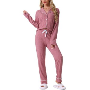 yz cheibear fB[X iCgEFA A_[EFA Womens Pajama Sets Long Sleeve Button Down Sleepwear Nightwear Casual Pjs Lounge Sets Pink
