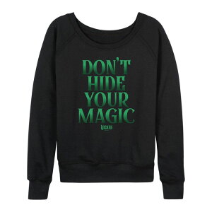 �A�j���L�����N�^�[ ���f�B�[�X �g�b�v�X T�V���c �p�C�� �X�E�F�b�g Licensed Character Women's Wickedon't Hide Your Magic Lightweight French Terry Sweatshirt Black �u���b�N