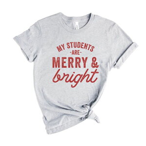 Simply Sage Market ���f�B�[�X �g�b�v�X T�V���c �O���t�B�b�N Simply Sage Market My Students Are Merry And Bright Short Sleeve Graphic Tee Heather Grey �O���[