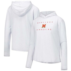 yz A_[A[}[ fB[X TVc gbvX Women's Under Armour White Maryland Terrapins Super-Soft Breezy Long Sleeve Tri-Blend Hoodie T-Shirt Mar White