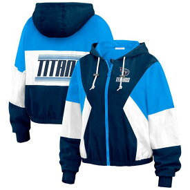 【送料無料】 ウェア バイ エリン アンドルーズ レディース ジャケット・ブルゾン アウター Women's WEAR by Erin Andrews Navy/Light Blue Houston Oilers Plus Size Color Block Full-Zip Windbreaker Jacket Nfl Navy