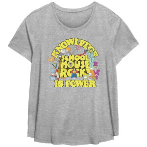 �f�B�Y�j�[ ���f�B�[�X �g�b�v�X T�V���c �v���X�T�C�Y �O���t�B�b�N Disney'schoolhouse Rock! Knowledge Is Power Plusize Flowy Graphic Tee Heather Gray �O���[