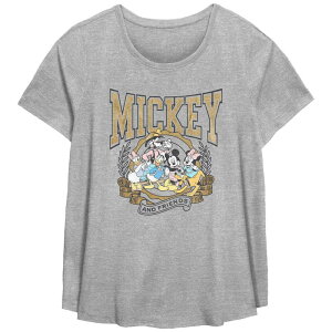 �f�B�Y�j�[ ���f�B�[�X �g�b�v�X T�V���c �v���X�T�C�Y �O���t�B�b�N Disney's Mickey Mouse And Friends Crest Plusize Flowy Graphic Tee Heather Gray �O���[
