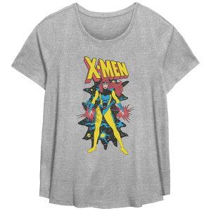 yz }[x fB[X TVc gbvX Plus Size Marvel X-Men Cosmic Jean Grey Flowy Graphic Tee Heather Gray