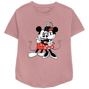 yz fBYj[ fB[X TVc gbvX Disney's Mickey Mouse And Minnie Mouse Sweet Hug Women's Relaxed Fit Graphic Tee Mauve