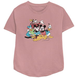 yz fBYj[ fB[X TVc gbvX Disney's Mickey Mouse And Friends Vintage Group Portrait Women's Relaxed Fit Graphic Tee Mauve