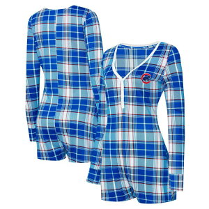 Aufbh fB[X A_[EFA iCgEFA VlbN p[X jbg Unbranded Women's Conceptsport Royal Chicago Cubs Ashford Plaid V-Necknit Romper Cublue u[