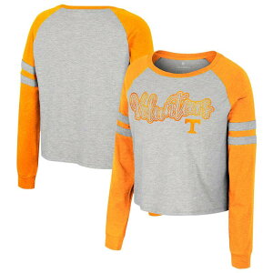 RVA fB[X gbvX TVc Nbvh Women's Colosseum Heather Gray Tennessee Volunteers I'm Gliding Here Raglan Long Sleeve Cropped T-Shirten Grey O[