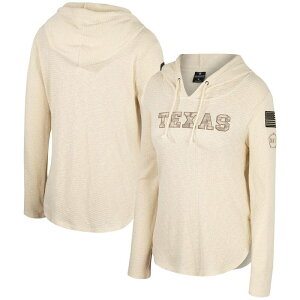 �R���V�A�� ���f�B�[�X �g�b�v�X T�V���c �p�[�J�[ Women's Colosseum Cream Texas Longhorns OHT Military Appreciation Casey Raglan Long Sleeve Hoodie T-Shirtex Beige �x�[�W��