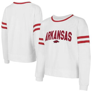 �A���u�����f�b�h ���f�B�[�X �g�b�v�X T�V���c �p�C�� Unbranded Women's Conceptsport White Arkansas Razorbacks Borough French Terry Arch Over Long Sleeve T-Shirt Ark White �z���C�g