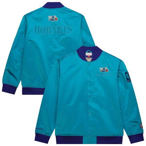 �~�b�`�F��&�l�X �����Y �A�E�^�[ �W���P�b�g�E�u���]�� �T�e�� Men's Mitchell & Ness Teal Charlotte Hornets Hardwood Classics Team OG 3.0 Lightweight Satin Full-Snap Jacket Chr Blue �u���[