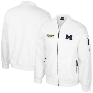 yz RVA Y WPbgEu] AE^[ Men's Colosseum White Michigan Wolverines White Rabbit Full-Zip Bomber Jacket Mic White