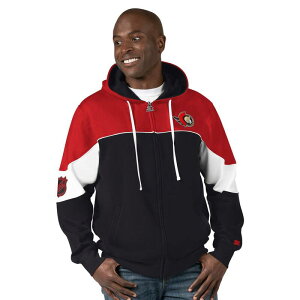 【送料無料】 スターター メンズ Tシャツ トップス Men's Starter Black/Red Ottawa Senators Power Forward Full-Zip Hoodie Sen Black