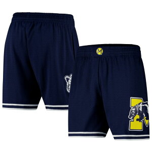 yz ~b`F&lX Y n[tpcEV[c {gX Men's Mitchell & Ness Navy Michigan Wolverines Team ID Vintage Logo Mesh Shorts Mic Navy