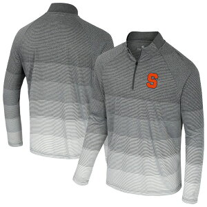 �R���V�A�� �����Y �g�b�v�X T�V���c ���b�V�� Men's Colosseum Gray Syracuse Orange AI Striped Mesh Quarter-Zip Raglan Windshirt Syr Grey �O���[