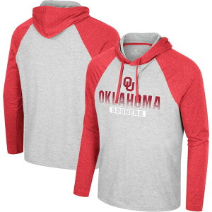 �R���V�A�� �����Y �g�b�v�X T�V���c �p�[�J�[ Men's Colosseum Heather Grey Oklahoma Sooners Hasta La Vista Raglan Hoodie Long Sleeve T-Shirt Okl Grey �O���[