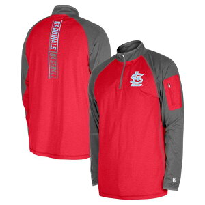 �j���[�G�� �����Y �g�b�v�X T�V���c Men's New Era Red St. Louis Cardinals Father's Day Raglan Quarter-Zip Top Crd Red ���b�h